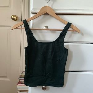 Dynamite Forest Green Ribbed Cropped Tank